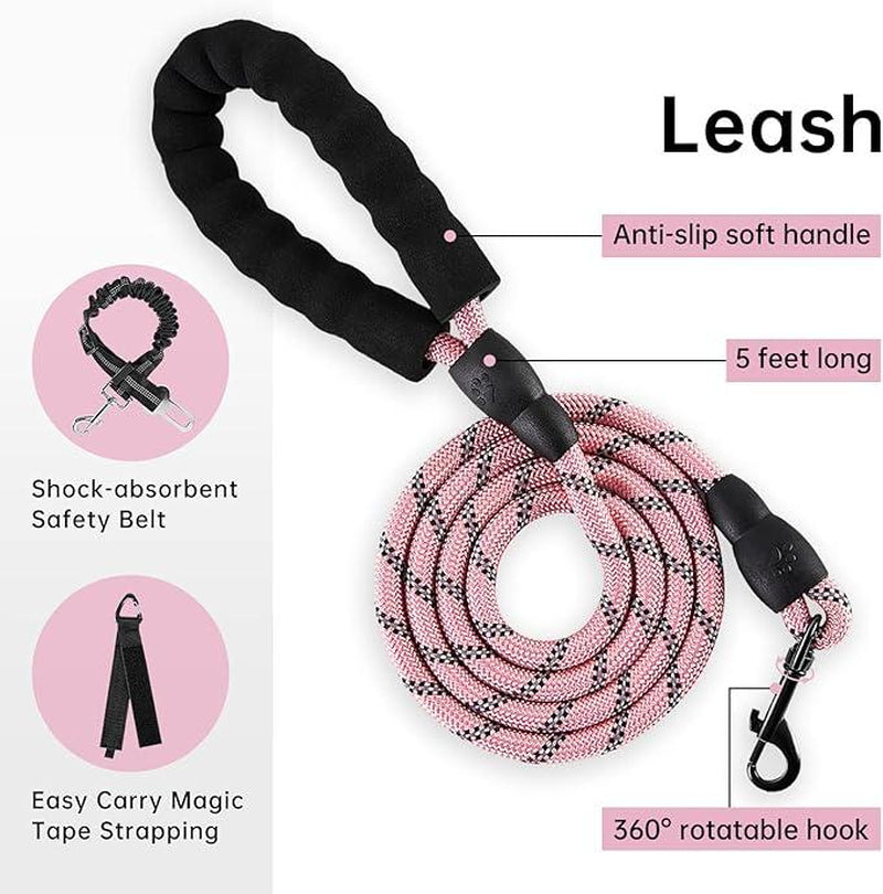 Dog Harness No-Pull Dog Vest with Leash, Reflective Anti-Choking Pet Vest, Adjustable Oxford Dog Vest with Easy-Control Handle for Small and Large Dogs
