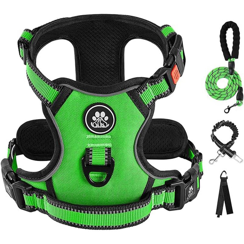 Dog Harness No-Pull Dog Vest with Leash, Reflective Anti-Choking Pet Vest, Adjustable Oxford Dog Vest with Easy-Control Handle for Small and Large Dogs