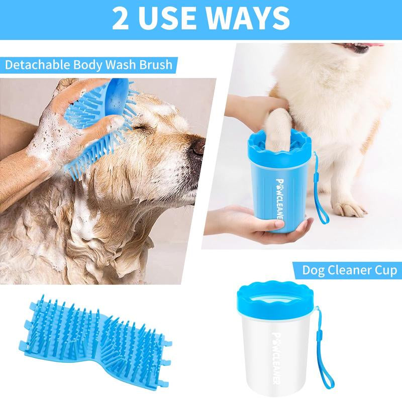 Dog Paw Cleaner with 3 Absorbent Towels - Pet Foot Washer for Small to Large Dogs and Cats Grooming Silicone Brush
