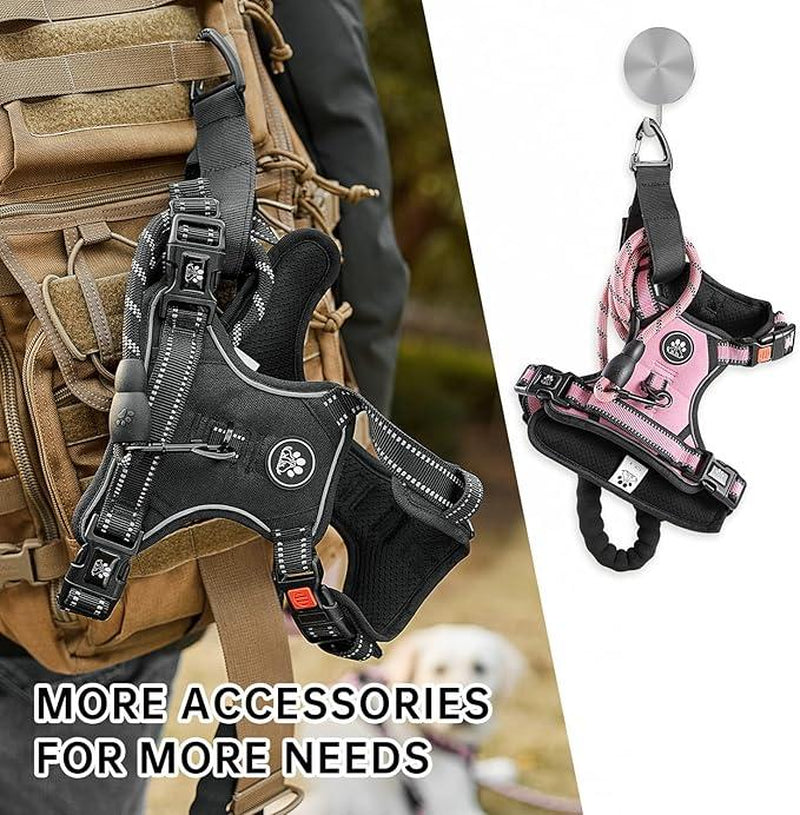 Dog Harness No-Pull Dog Vest with Leash, Reflective Anti-Choking Pet Vest, Adjustable Oxford Dog Vest with Easy-Control Handle for Small and Large Dogs