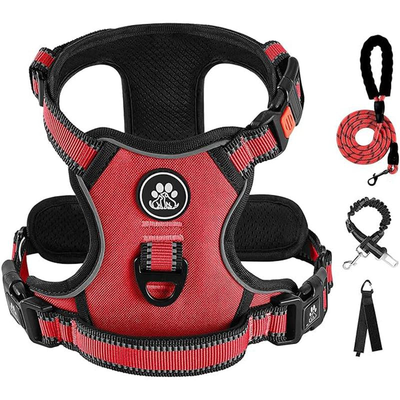 Dog Harness No-Pull Dog Vest with Leash, Reflective Anti-Choking Pet Vest, Adjustable Oxford Dog Vest with Easy-Control Handle for Small and Large Dogs