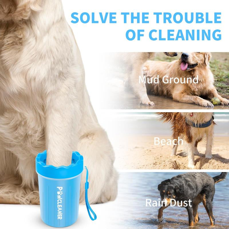 Dog Paw Cleaner with 3 Absorbent Towels - Pet Foot Washer for Small to Large Dogs and Cats Grooming Silicone Brush