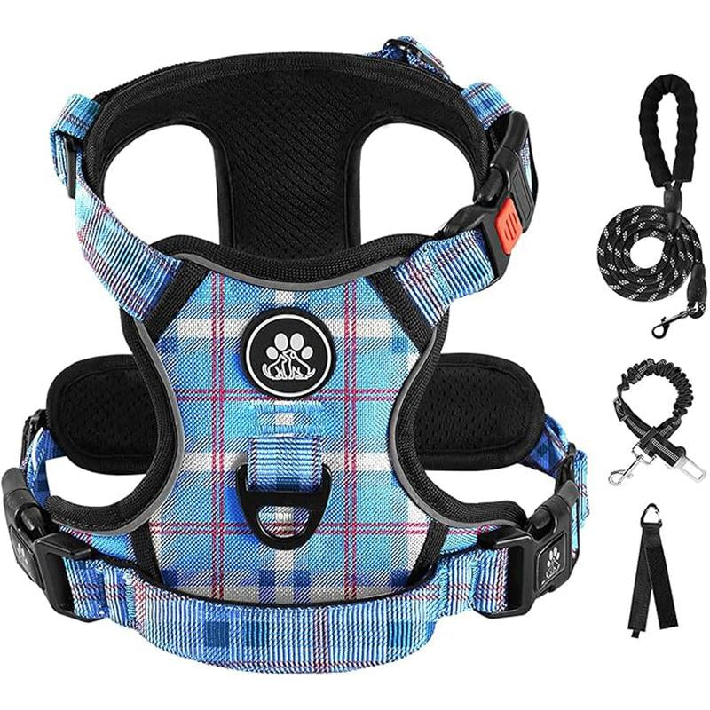 Dog Harness No-Pull Dog Vest with Leash, Reflective Anti-Choking Pet Vest, Adjustable Oxford Dog Vest with Easy-Control Handle for Small and Large Dogs