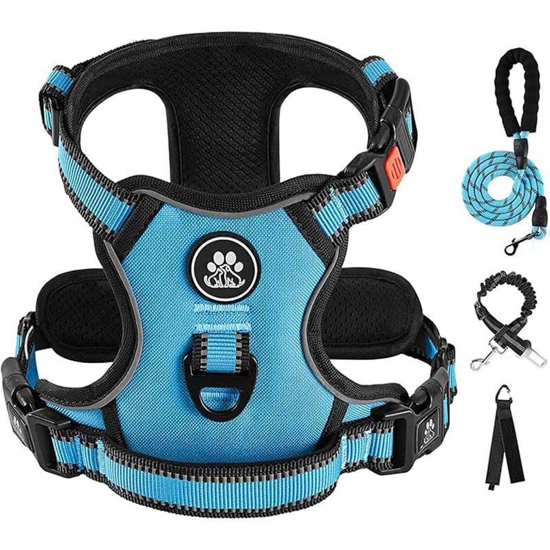 Dog Harness No-Pull Dog Vest with Leash, Reflective Anti-Choking Pet Vest, Adjustable Oxford Dog Vest with Easy-Control Handle for Small and Large Dogs