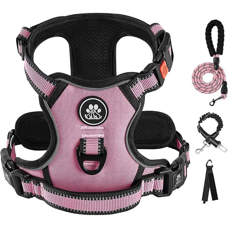 Dog Harness No-Pull Dog Vest with Leash, Reflective Anti-Choking Pet Vest, Adjustable Oxford Dog Vest with Easy-Control Handle for Small and Large Dogs