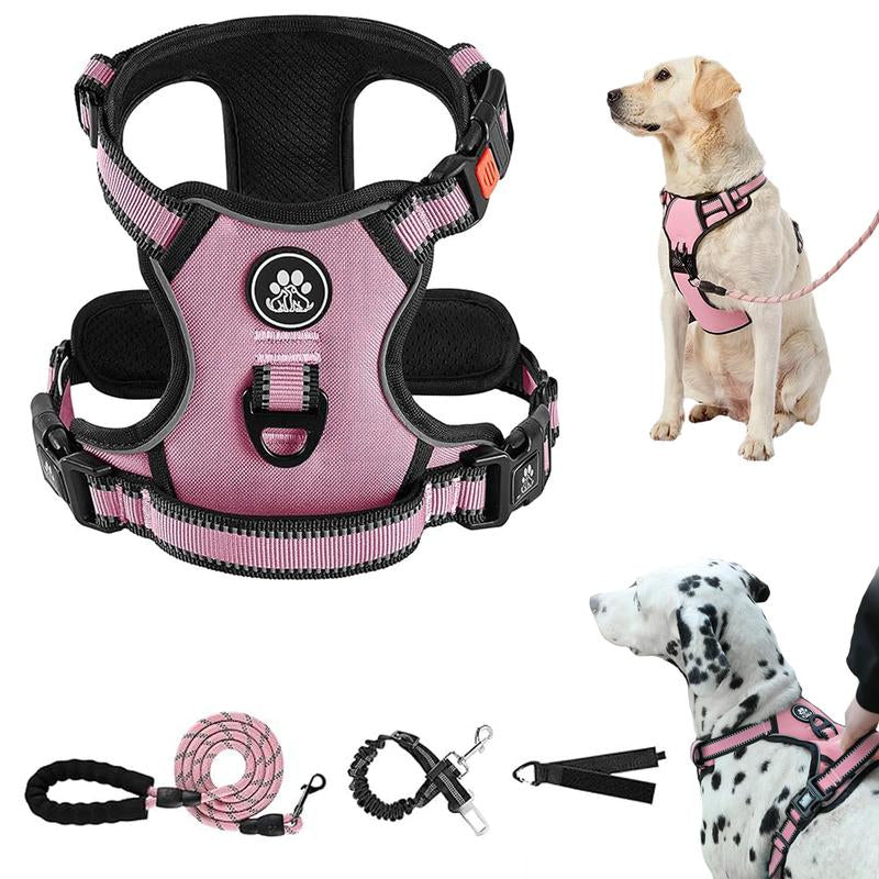 Dog Harness No-Pull Dog Vest with Leash, Reflective Anti-Choking Pet Vest, Adjustable Oxford Dog Vest with Easy-Control Handle for Small and Large Dogs