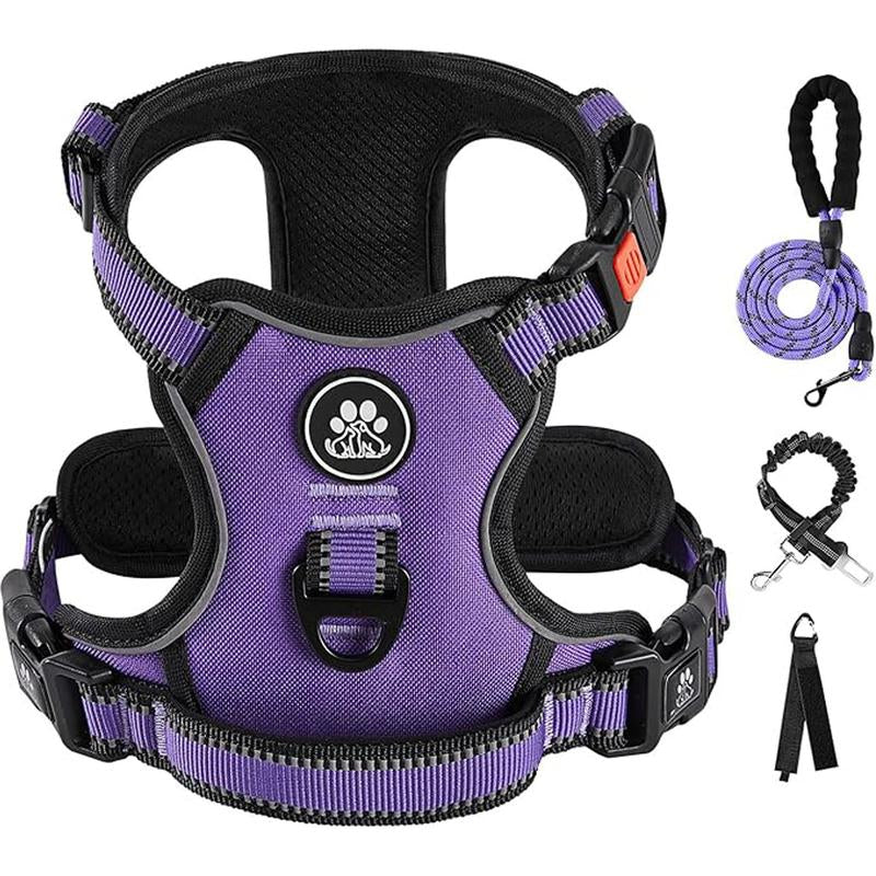 Dog Harness No-Pull Dog Vest with Leash, Reflective Anti-Choking Pet Vest, Adjustable Oxford Dog Vest with Easy-Control Handle for Small and Large Dogs