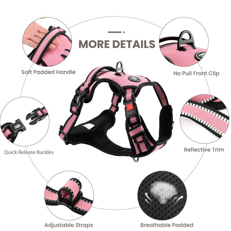 Dog Harness No-Pull Dog Vest with Leash, Reflective Anti-Choking Pet Vest, Adjustable Oxford Dog Vest with Easy-Control Handle for Small and Large Dogs