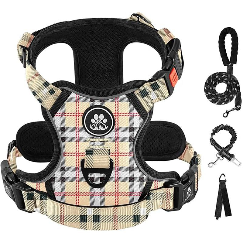 Dog Harness No-Pull Dog Vest with Leash, Reflective Anti-Choking Pet Vest, Adjustable Oxford Dog Vest with Easy-Control Handle for Small and Large Dogs