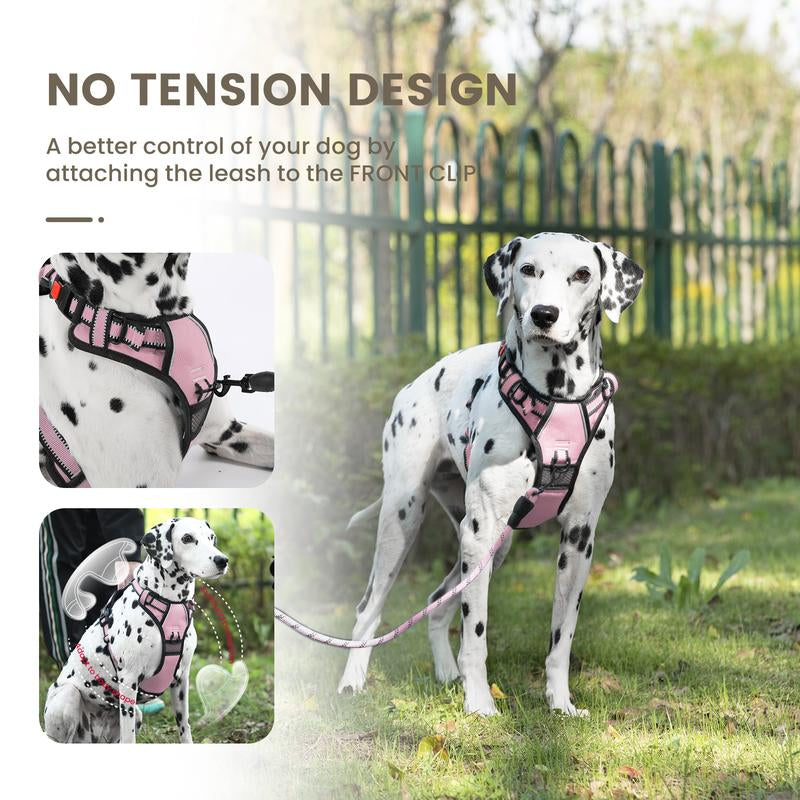 Dog Harness No-Pull Dog Vest with Leash, Reflective Anti-Choking Pet Vest, Adjustable Oxford Dog Vest with Easy-Control Handle for Small and Large Dogs