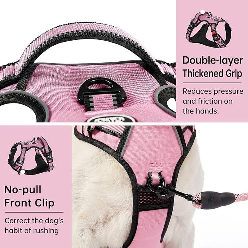 Dog Harness No-Pull Dog Vest with Leash, Reflective Anti-Choking Pet Vest, Adjustable Oxford Dog Vest with Easy-Control Handle for Small and Large Dogs