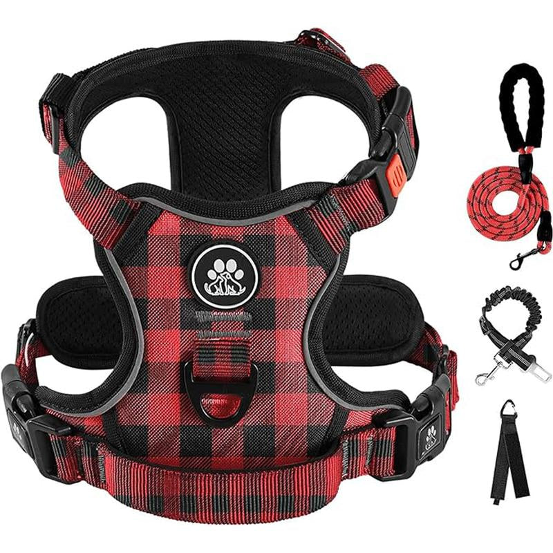 Dog Harness No-Pull Dog Vest with Leash, Reflective Anti-Choking Pet Vest, Adjustable Oxford Dog Vest with Easy-Control Handle for Small and Large Dogs