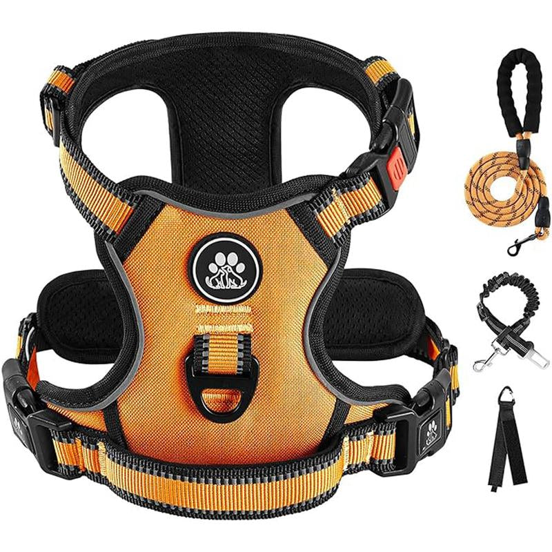 Dog Harness No-Pull Dog Vest with Leash, Reflective Anti-Choking Pet Vest, Adjustable Oxford Dog Vest with Easy-Control Handle for Small and Large Dogs
