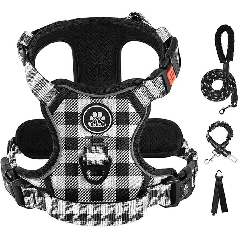 Dog Harness No-Pull Dog Vest with Leash, Reflective Anti-Choking Pet Vest, Adjustable Oxford Dog Vest with Easy-Control Handle for Small and Large Dogs