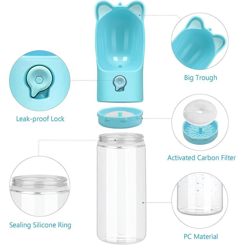 UPSKY Dog Water Bottle Portable Pet Dog Water Bottle with Filter, Leak Proof Dog Water Dispenser Lightweight Dog Travel Water Bottle for Walking, Hiking, Travel UPSKY