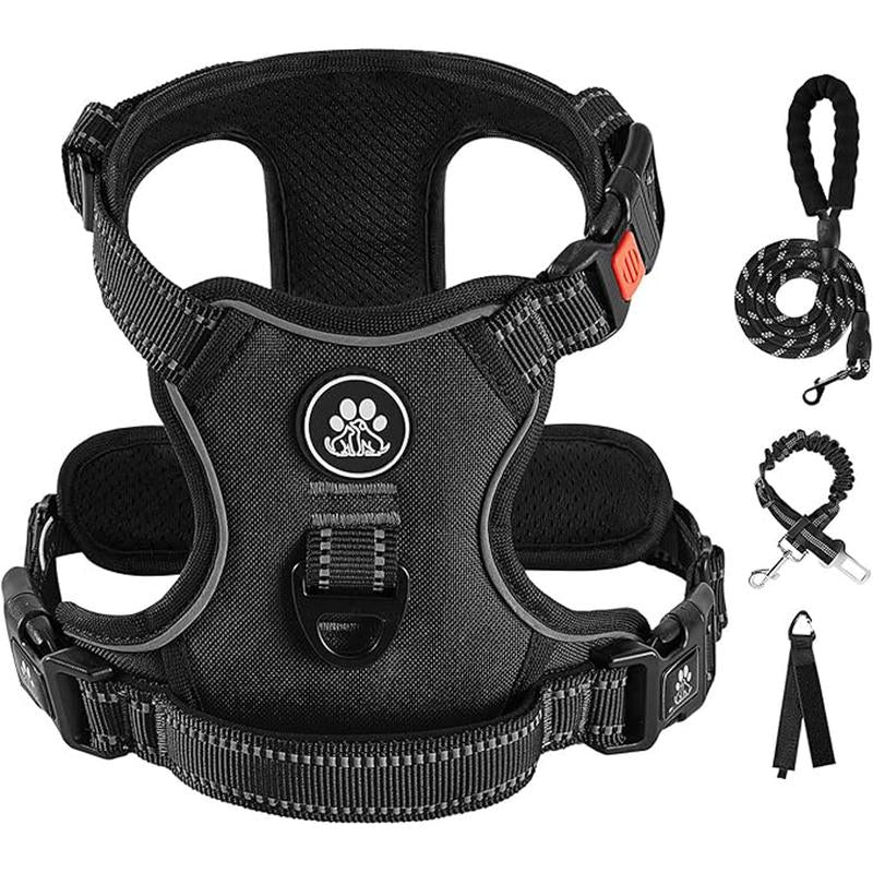 Dog Harness No-Pull Dog Vest with Leash, Reflective Anti-Choking Pet Vest, Adjustable Oxford Dog Vest with Easy-Control Handle for Small and Large Dogs